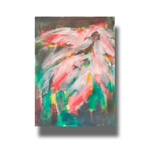 Abstract painting of a poinsettia plant in the sun
